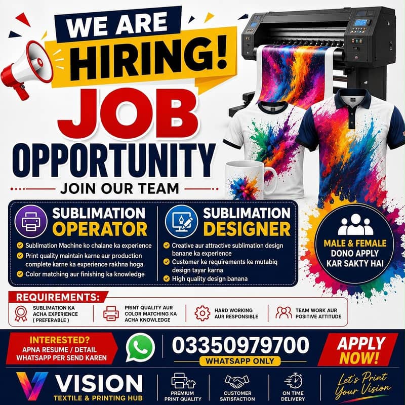Sublimation Designer & Sublimation machine Operator 0