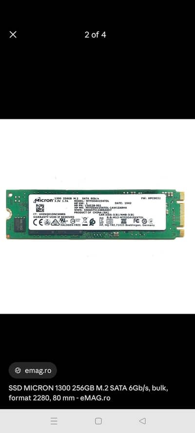 Micron 1300 256GB M. 2 SATA SSD - HP Genuine