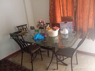 Glass Dining Table with 6 Chairs