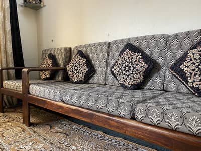 Wooden 5 Seater Sofa Set – Price is negotiable for serious buyers.