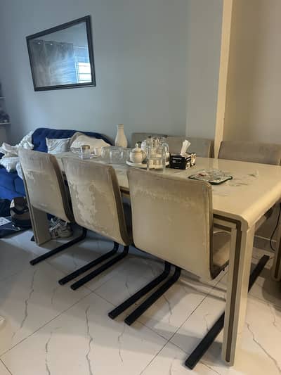 6 Seater Premium Dining Table Set | High Gloss Finish | With 6 Chairs