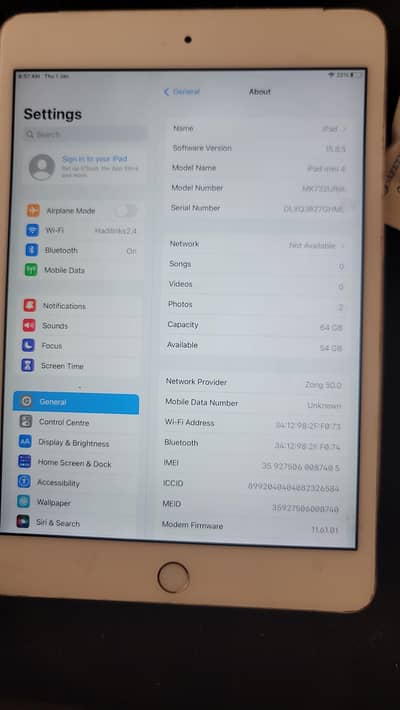 iPad mini 4 64 gb  just battery chnge