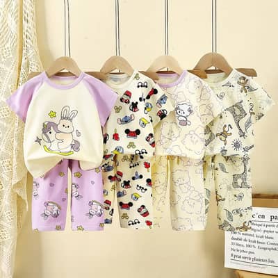 Children Cotton Bear Print Shorts & Top Set – Summer Casual Outfit