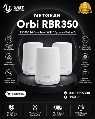 Netgear RBR350 - Orbi AX1800 WiFi 6 Dual-band Mesh Router