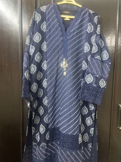 3pc stitched navy blue dress from LSM galleria .