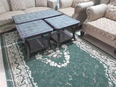 5 seatre sofa with centre and side tables