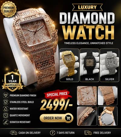 Luxury Diamond Watch | Premium Quality | Brand New | Cash on Delivery