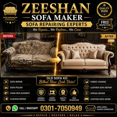Sofa Repair, Sofa Maker, Upholstery, Foam Change, sofa set