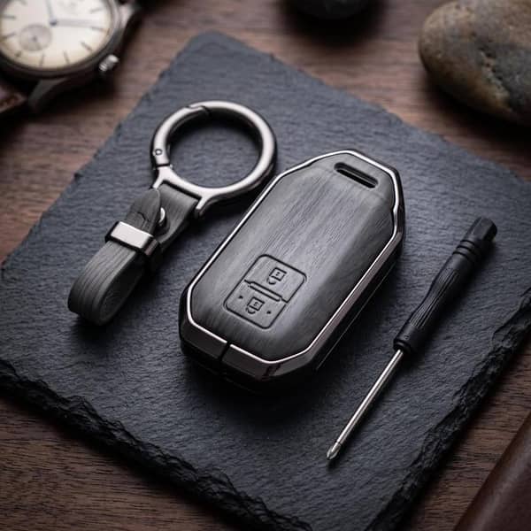Suzuki Fronx 2026 Model Elite Series Metallic Car Key Case Luxury Zinc Alloy Protection Case(Grey)
