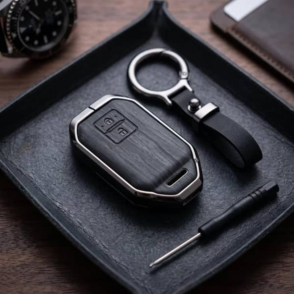 Suzuki Fronx 2026 Model Elite Series Metallic Car Key Case Luxury Zinc Alloy Protection Case(Black)