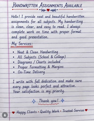 assignment wriitting available for all subject