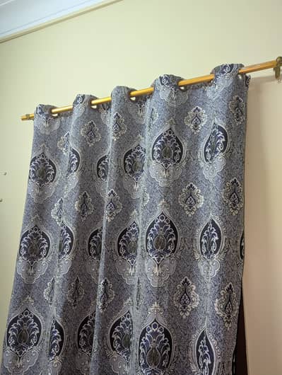 6-Piece Decorative Curtain Set - Grey/Blue - Good Condition