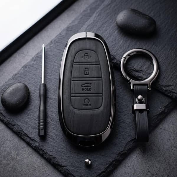 Santa Fe Elite Series Metallic Car Key Case Luxury Zinc Alloy Protection Case(Black)