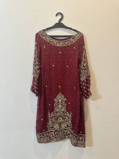Maroon bridal dress