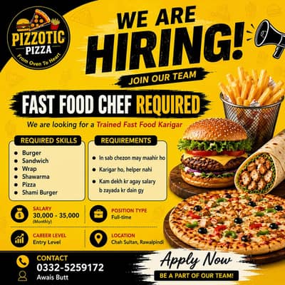 Fast Food Chef Required
