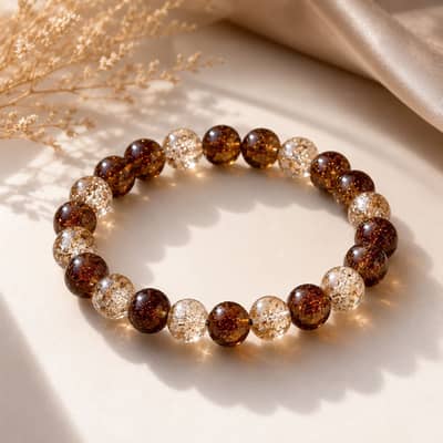 Golden Glow Crystal Beaded Bracelet
