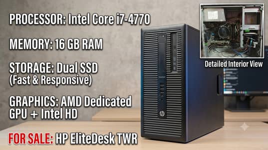 HP EliteDesk 800 G1 Gaming PC - Core i7 4770, 16GB RAM, AMD 2GB GPU,