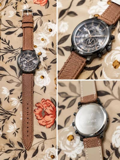 Luxury Men's Skeleton Dial Watch – Brown Strap