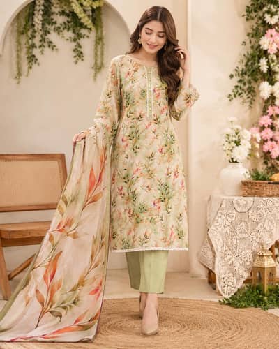 unStitched 3 piece Linen suit
