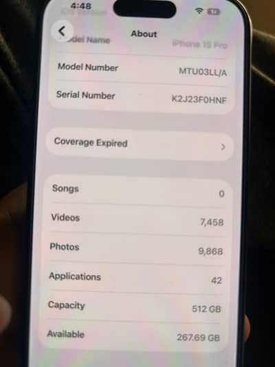 iPhone 15 pro 512gb non pta 100percent bettry .