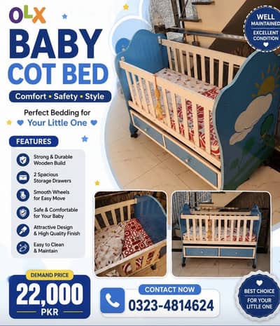 Baby Cot Bed with Mattress for Sale