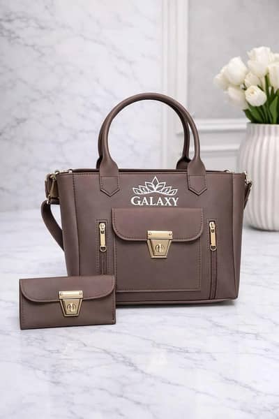 Brown Leather Shoulder Bag & Wallet Set for Girls. .   5.0 (