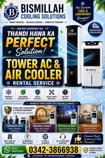 Tower AC & Air Cooler Rental Service in Karachi