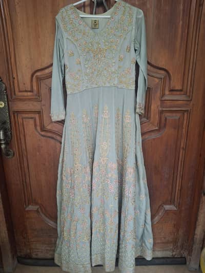 Mint Green Embroided Frock for Formal Wear