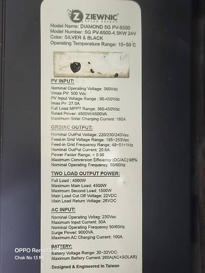 zewnic inverter pv 6500 5G 4.5 KW 100% working