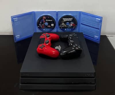 PS4 Pro Black 1TB CUH-7116B  (with Games, Controllers & Power Cable)