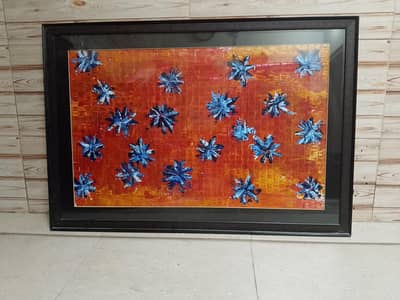 hand made abstract art with glass frame