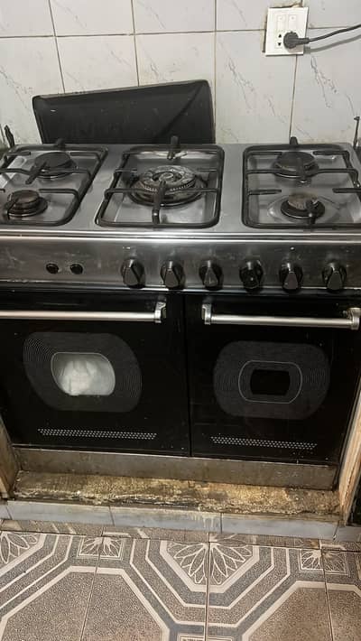 5 Burner Double Oven Gas Cooking Range Stainless Steel Cooker Set