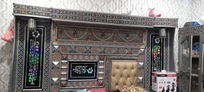 Bed set and dressing tabel and bartan almari and sofa set