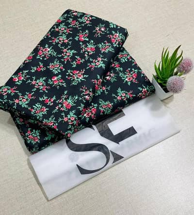 Black Floral Printed 2-Piece Women's Suit 92"