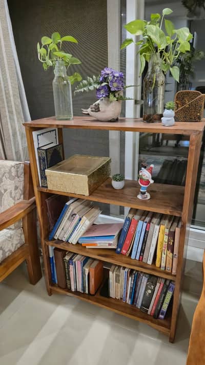 Classic Deodar wood sofa set with tables and bookshelves