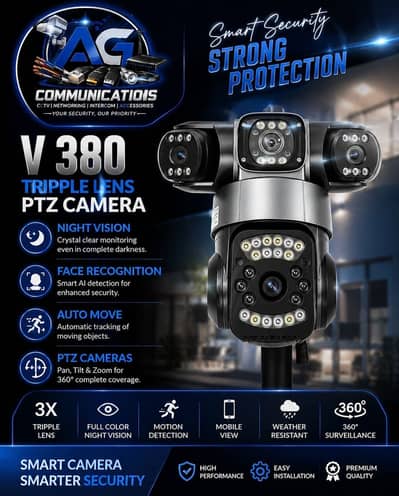 V380 Pro Triple Lens PTZ WiFi Camera / Night Vision / Auto Tracking