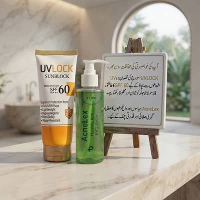 SUMMER COMBO OF UVLOCK SUNBLOCK AND ACNELEX FACEWASH