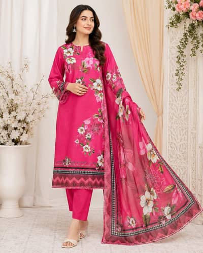 unstitched 3 piece Linen alkaram branded suit