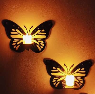 Butterfly Wall Candle Holders With LED Tea Lights
