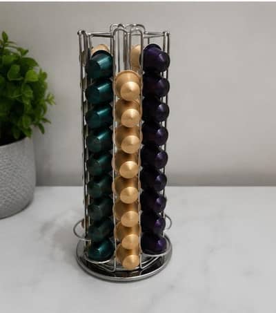 Stainless Steel Coffee Capsule Holder | Rotating Coffee Pod Stand
