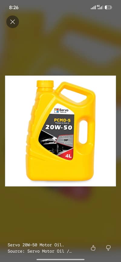 Servo Motor Oil 20W-50 (3 Liters) - Original & Sealed Can for Sale
