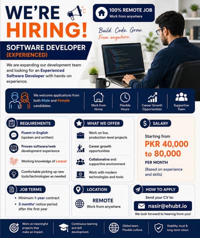 Experienced Software Developer, Remote, Full Time