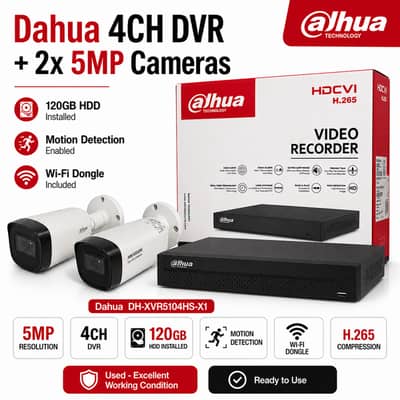 Dahua 4CH DVR + 2x 5MP CCTV Cameras + 120GB HDD + WiFi