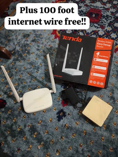 Tenda N301 router + Huawei GPON onu device +  100+ foot internet wire