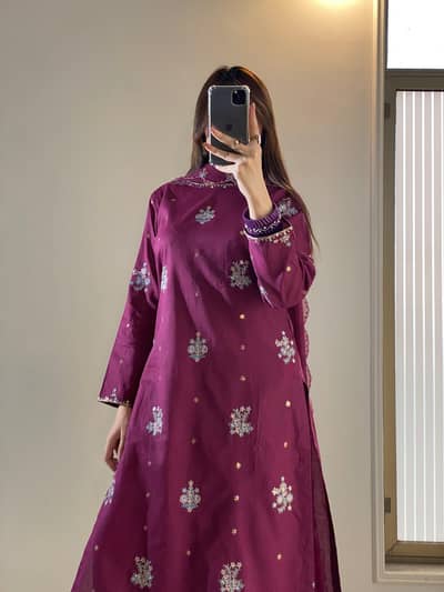  Premium 3-Piece Cotton Embroidered Suit 