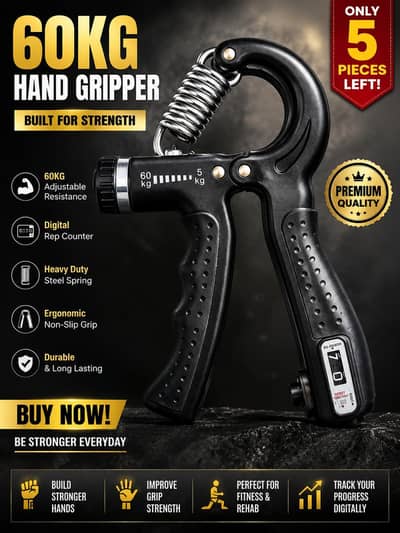 60KG Adjustable Hand Gripper with Digital Counter