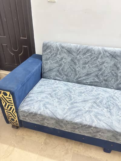 Sofa Cum Bed | 2-in-1 Convertible | Excellent Condition | Blue Velvet