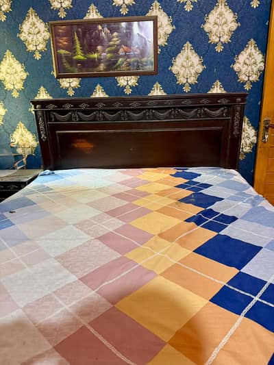 Bed with side table including Mattress