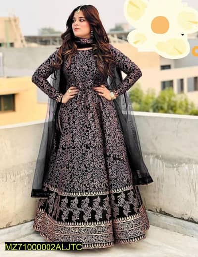 Beautiful Heavy Embroidered Black Maxi Frock with Dupatta