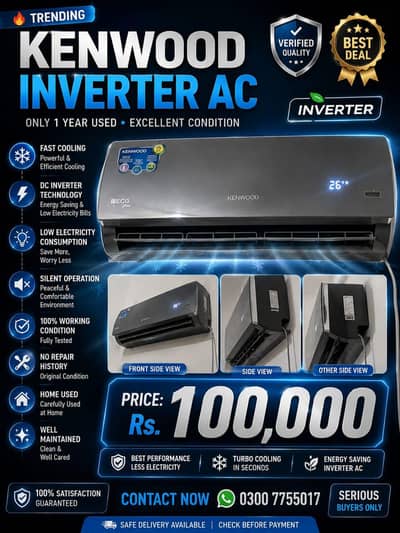Kenwood  1.5 ton dc inverter Ac | excellent condition| low electricity